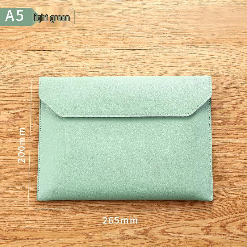 A4 Leather Korean Style Large Capacity Magnetic Snap File Folder