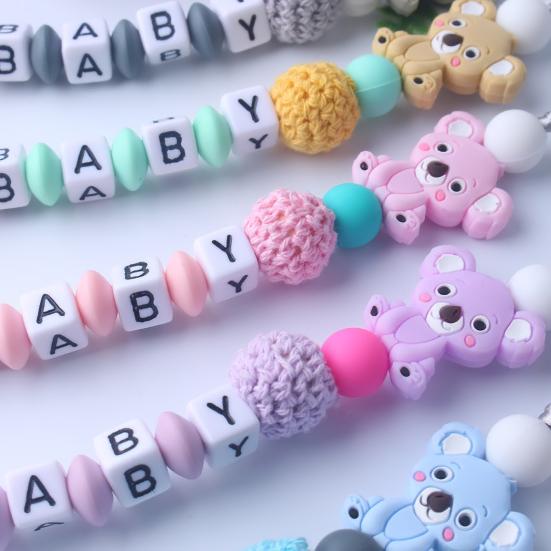 Pacifier Chain Cute Baby Teething Chew Toy Cartoon Koala Beads Soother Chain for Infant