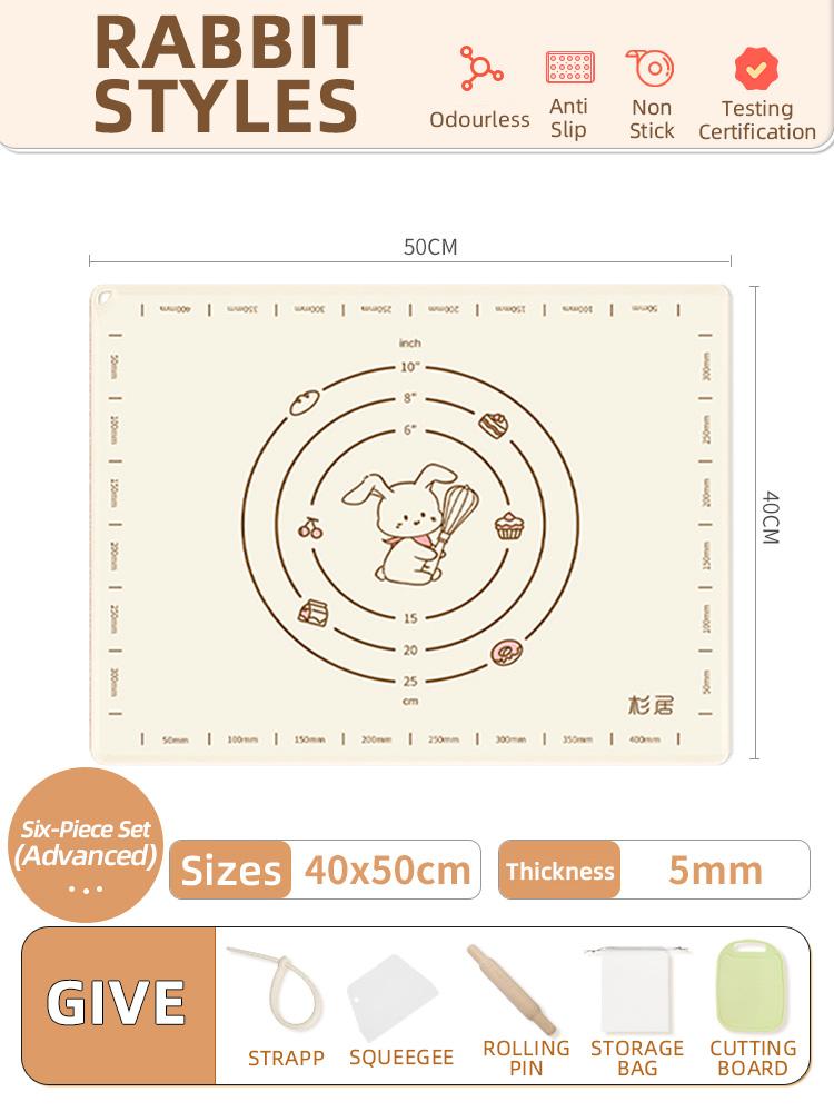 Zackoo Silicone Kneading Mat Foodgrade Thickened Large Household Panel Backing Dough Rolling Dumpling Pad Plastic Chopping Board