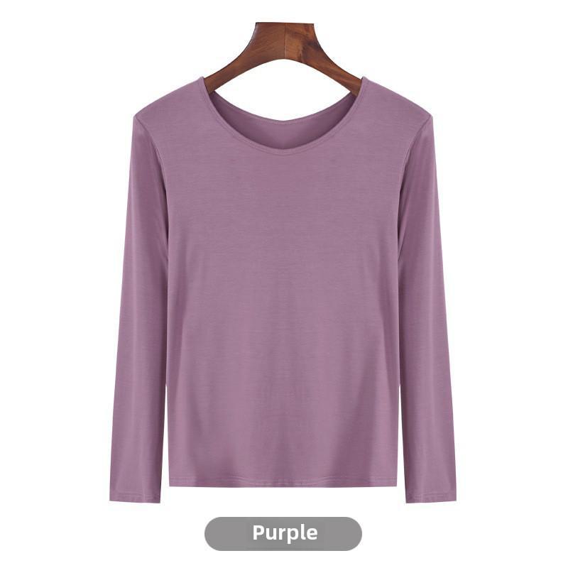 Korean Half-High Collar Slim Fit Modal T-Shirt - Long-Sleeve Solid Color Top