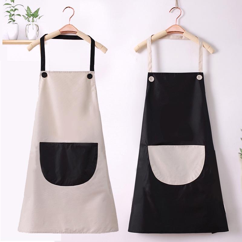 Korean Style Waterproof Unisex Kitchen Apron - Fashionable, Oil & Stain-Resistant with Hand Wiping Feature
