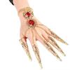 1 Paar Antikstil Indischer Tanz Fingerspitze Goldfarbe Bauchtanz Armband Hochzeit