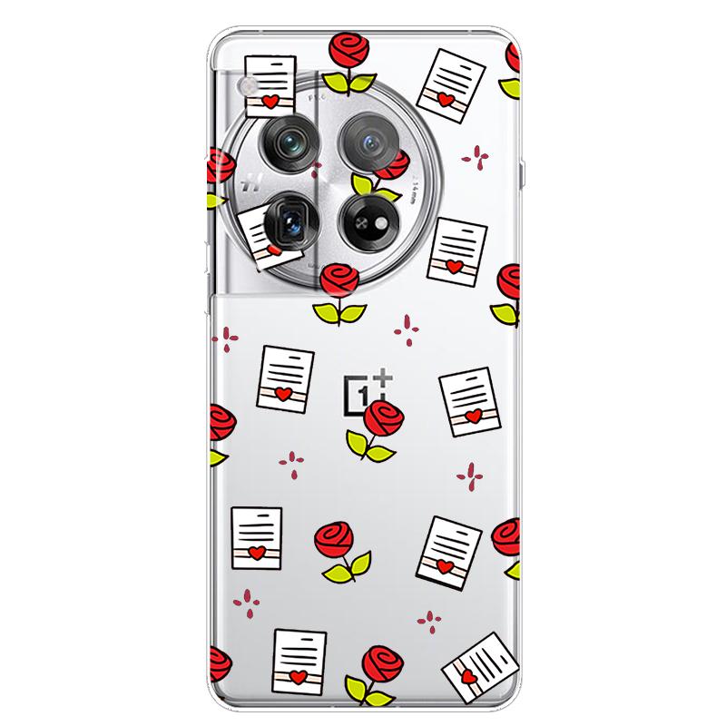 For OnePlus 12 Case 12R 5G Flower Clear TPU Soft Silicone Transparent Back Case for One plus 12R Cover on for Oneplus12 5G Coque