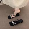 Niche Thick Heel Premium One-word Slippers Fairy Shoes Outer Wear 2025 Summer Temperament Evening French Sandals