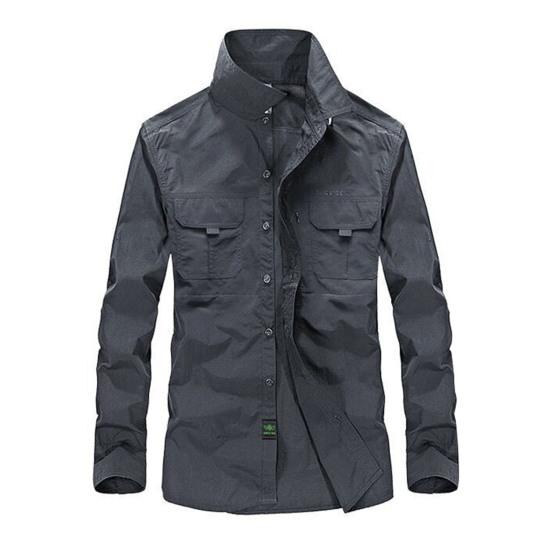 Outdoor Shirt Long Sleeve Pure Color Soft Wear-resistant Men Shirt Climbing Clothes
