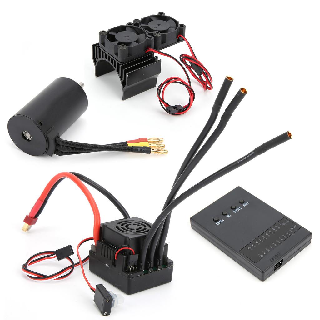 3660 3800KV Brushless Motor 80A ESC+Programmer Card Motor Heat Sink Set for 18 RC Car