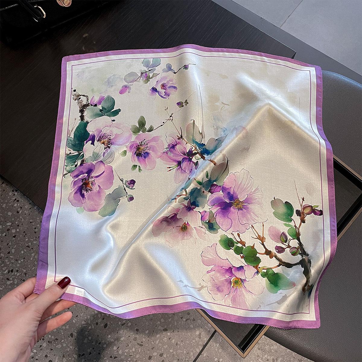 

Silk Scarf Women Neck Foulard Square Hijab Scarves Bandana Mulberry Fashion Luxury Headband Shawls Real Silk 53x53cm