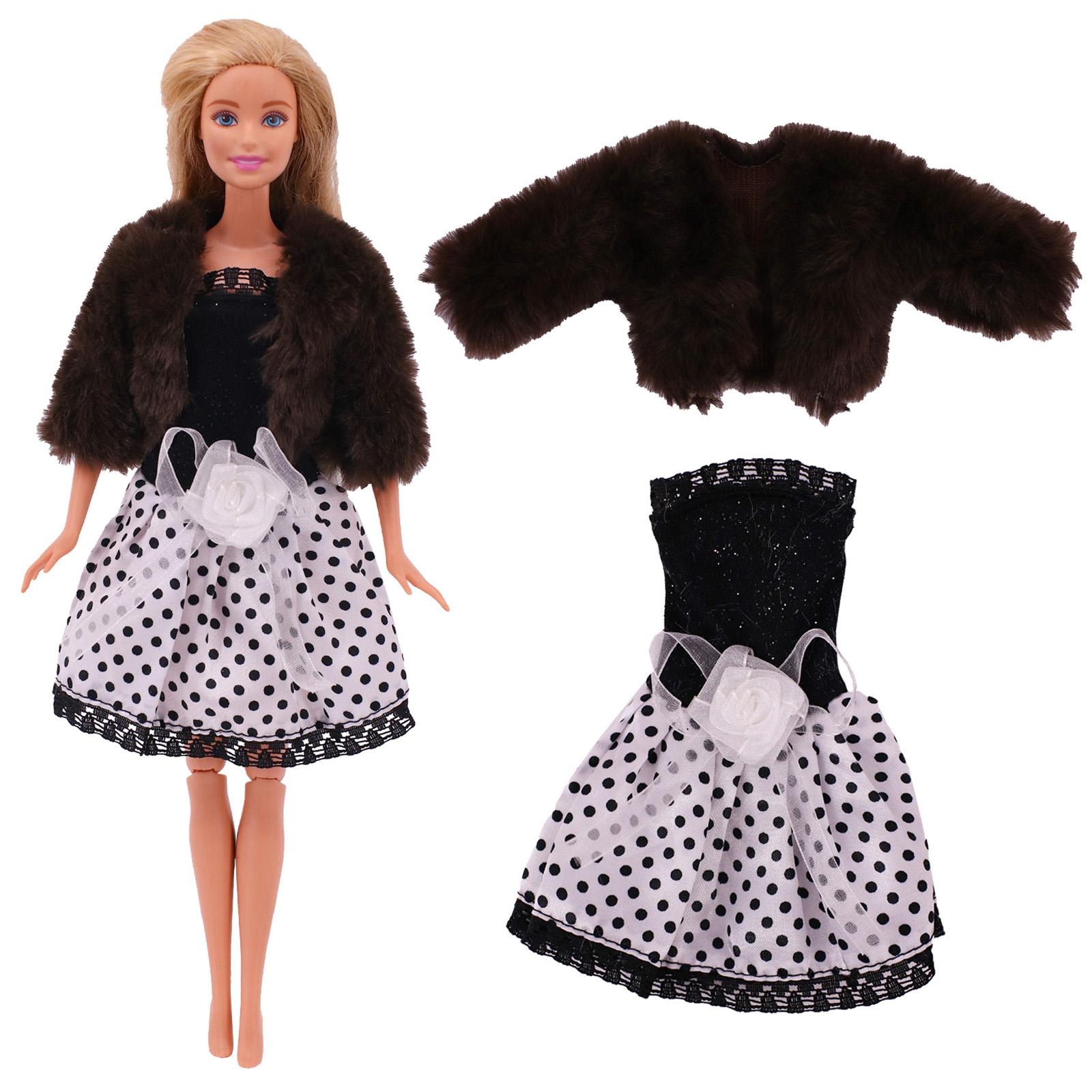 

Плюшевый жилет + платье для куклы Барби 30 см, одежда, аксессуары, 1/6 BJD, игрушки для девочек, подарок на день рождения Excluding Doll