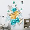 Flowers Wall Decals Blue Rose Butterfly Floral Wall Art Peel and Stick DIY Vinyl Blossom Roes Flower Wall Stickers for Bedroom Living Room Sofa