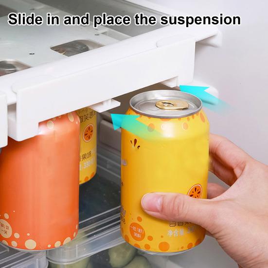 Soda Can Organizer for Fridge Refrigerator Soda Can Holder Adjustable Beer Can Hanger Holds 8 Cans for Pantry Fridge Shelf
