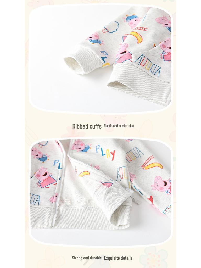 Peppa Pig Girls' Hooded Sweatshirt, Spring/Autumn Zip-Up Jacket for Babies.