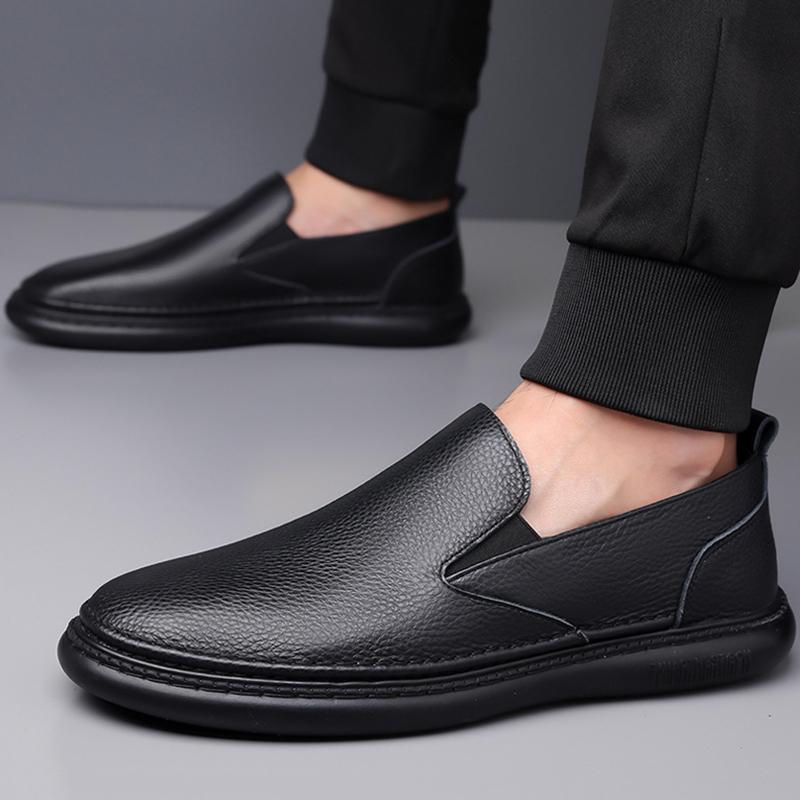 Leather Shoes Men Business Shoes Luxury Brand Loafers Flat Platform Walking Shoes Slip On Black Driving Shoes Male Formal Shoes