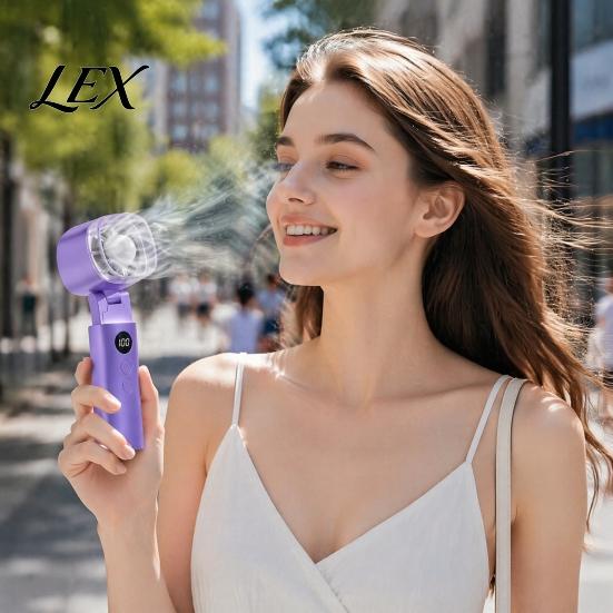 Camping Fan with LED Light Mini Handheld Fan, Foldable 2-in-1 Cooling Flashlight, 100 Speed Quiet Personal Adjustable, USB Rechargeable for