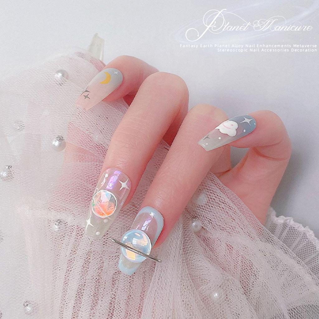 Planet Nail Art Charms Saturns Shape Nail Rhinestones Gems Crystal 3D Nail Art Decoration Metal Nail Studs Nail Jewelry