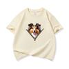 Kids Cotton T Shirt Lovely Sheepdog Zipper Print Crew Neck Short Sleeve Tee Casual Breathable Boys Girls Summer Tops