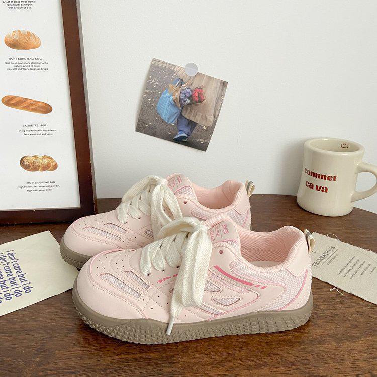 2025 Spring Chic Women's German Double Mesh Sneakers: Ugly-Cute Korean Style Breathable White Sport Shoes