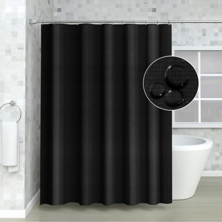 Blogger-Approved White Jacquard Waffle Shower Curtain - Punch-Free, Waterproof, Thick Fabric
