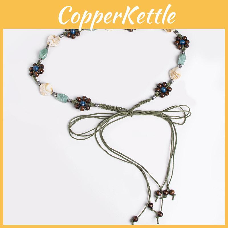 Bohemian Ethnic Waist Rope Belt With Handcrafted Splicing And Tie Closure For Daily Casual Use
