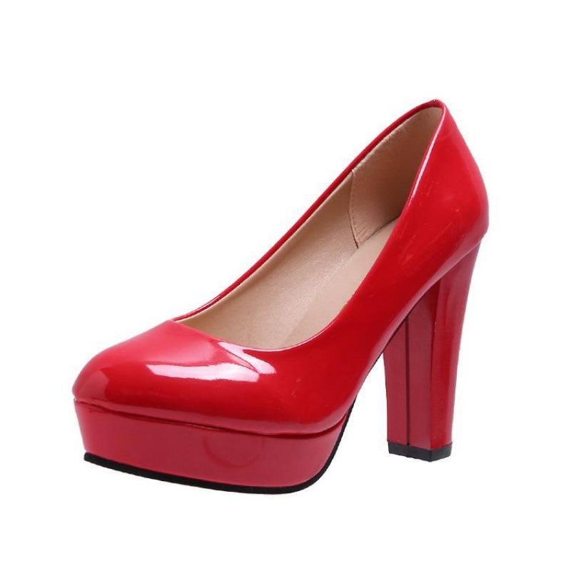 New high-heeled single shoes thick-heeled four-season shoes master of ceremonies presides over long-term production of etiquette professional shoes