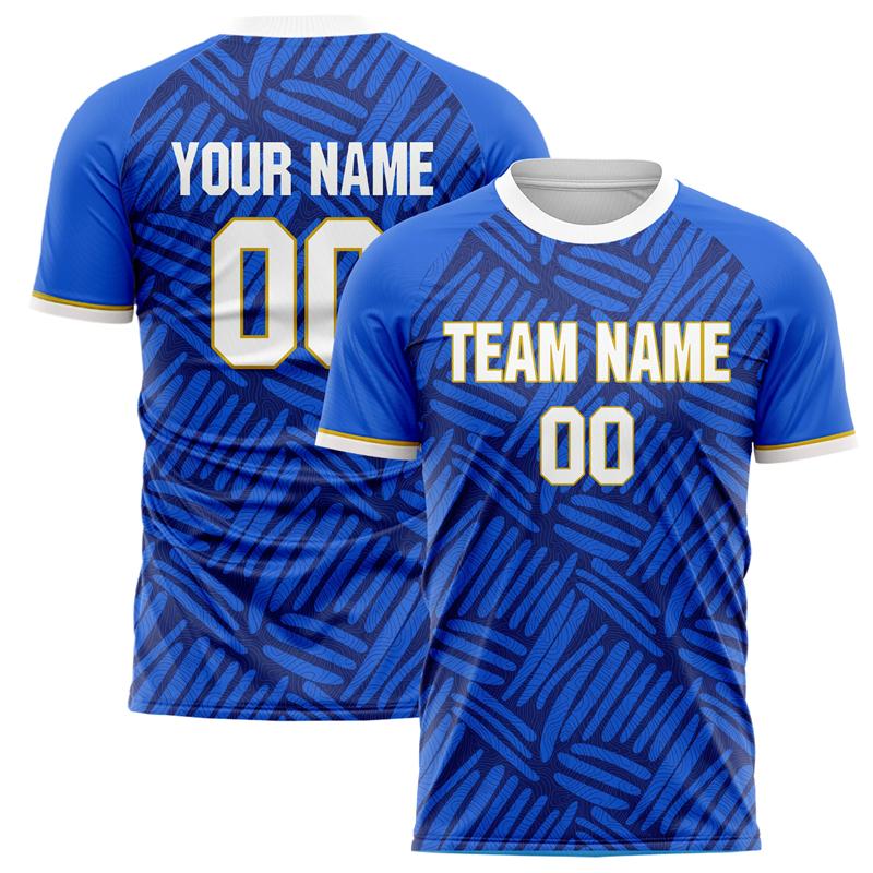 Customized Team Name Number Name Football T-shirts Personalized DIY Crew Neck Blue Sport T Shirts Loose Quick Dry Team Uniform
