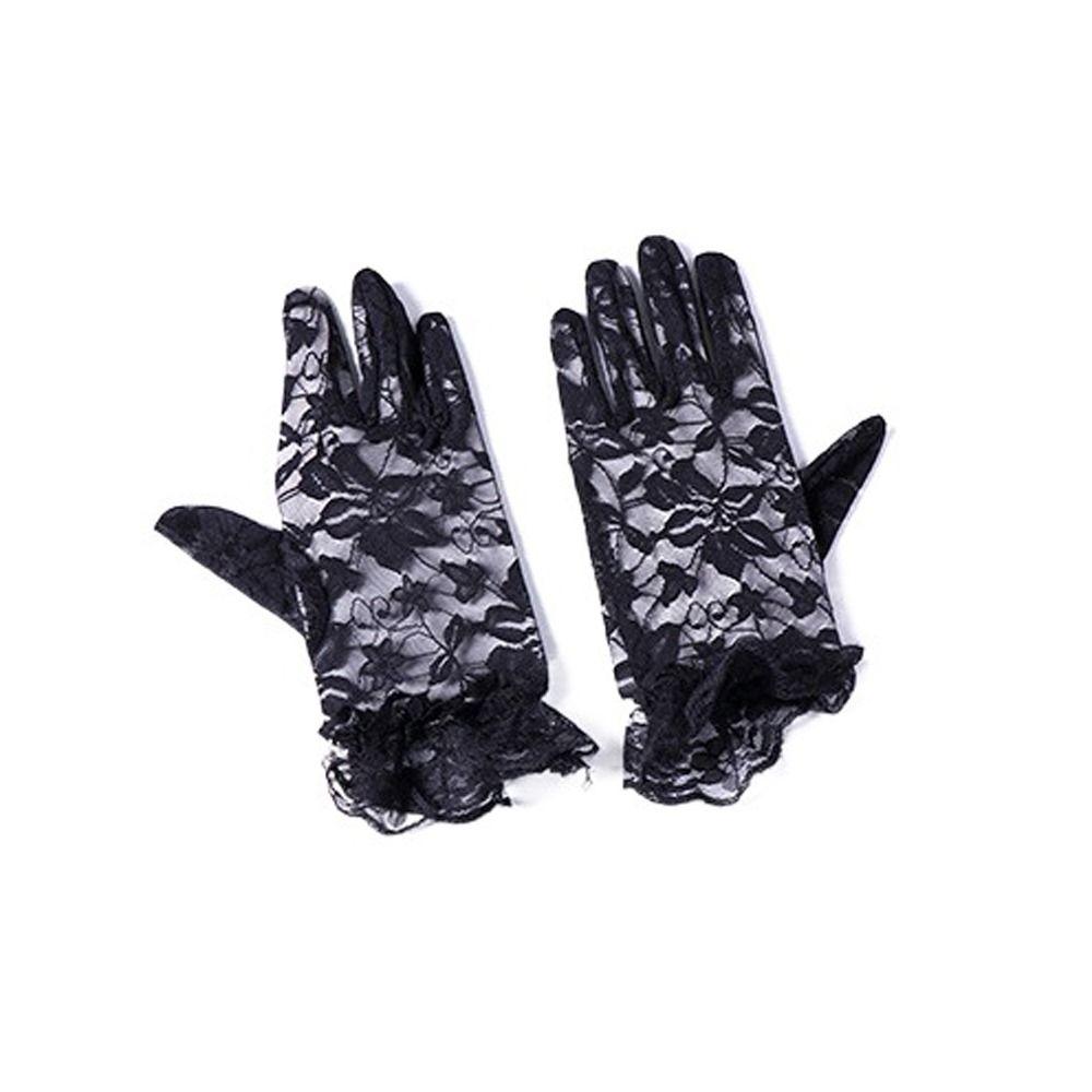 

Кружевные перчатки с цветочным узором для защиты от солнца, тонкие сетчатые ажурные перчатки, милые перчатки от солнца для верховой езды чёрный