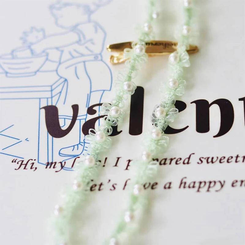5yards Pearls Embroidery Beaded Lace Ribbon Skirt Cheongsam Baby Clothing DIY Applique Collar Cuffs Decoration Fabric Accessory