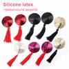 1Pair Women's Tassel Sequins Round Nipple Stickers Sexy Bra Pasties Self-Adhesive Reusable Chest Cover for Wear Bra