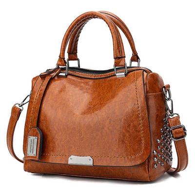 Vintage Boston PU Kožené Luxusné kabelky Peňaženka Ženy Tašky cez rameno Crossbody Tašky Nity Designer Dámska Vankúš Tote