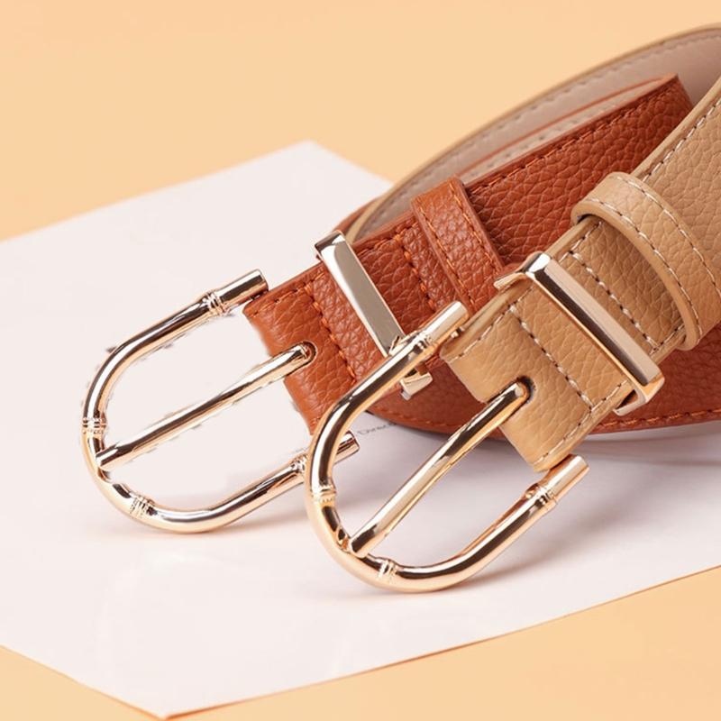 Women's Fashion Belt Bamboo Clasp Design Sash Adjustable Faux Leather Waist Strap for Casual and Formal Outfits