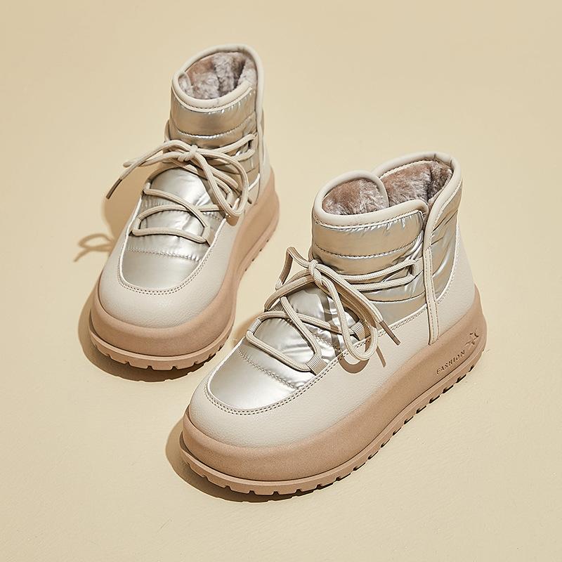 Women's Lace-up Cold Warm Padded Snow Boots Thick Soled High Anti-skid Wear Outdoor Leisure Sports Cotton Boots