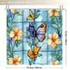 1PC Seamless Stained Glass Pattern Shower Curtain,Durable Polyester Fiber, Easy Clean, for Bathroom, Bathtub, Window Decor