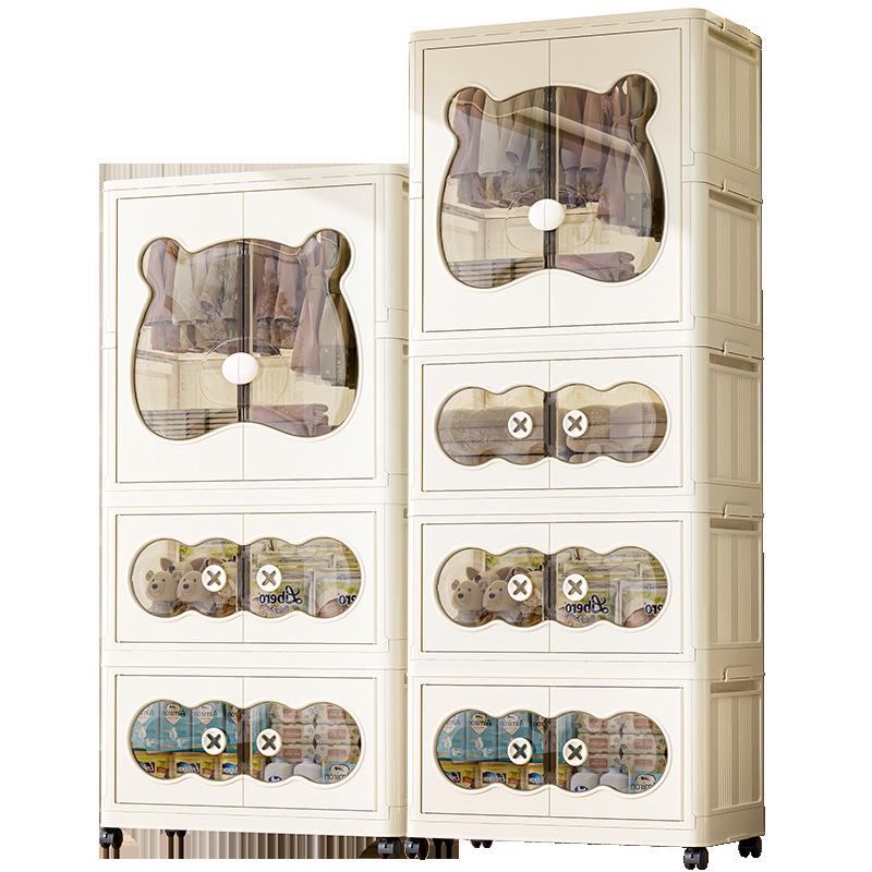 Infant Folding Plastic Storage Cabinet: Simple Children's Wardrobe