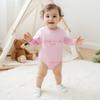 Baby Girl Romper Long Sleeve Crew Neck Bow Letter Embroidery Bodysuit Fall Outfit