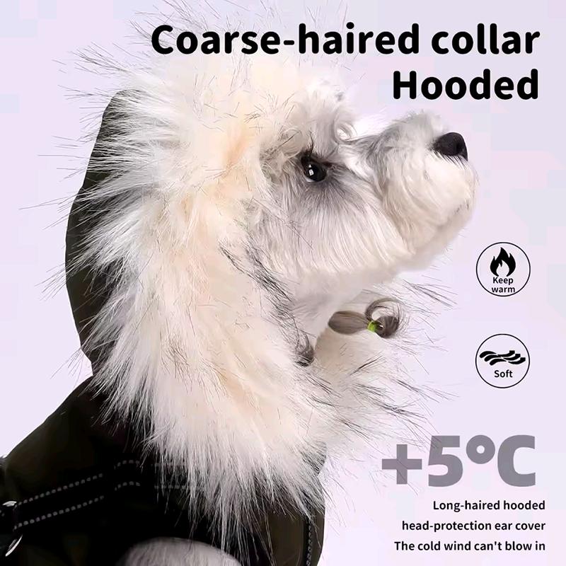 Autumn Winter Dog Down Cotton Jacket With Hooded Fur Collar Four Leg Protection Dog Windproof High Neck Jacket Dog Clothes