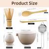 6PCS Japanese Matcha Set with Ceramic Bowl Bamboo Matcha Whisk Teaspoon Tea Sets with Strainer Tea Making Tools Accessories