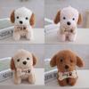Sitting Cute Dog Plush Toy With Bone Decor And Letter Embroidery For Gift Kids