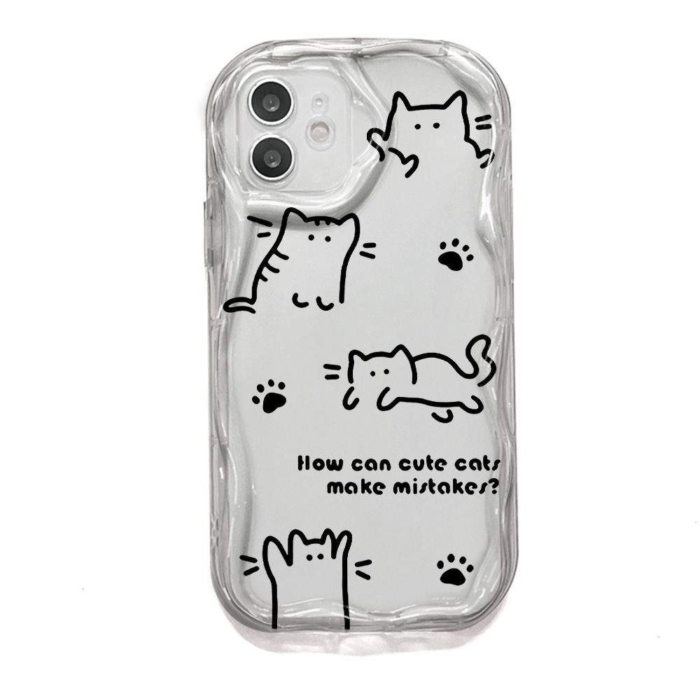 Funny cat for iPhone17promax mobile phone case Apple 16 cream wave 15/13 soft case 14
