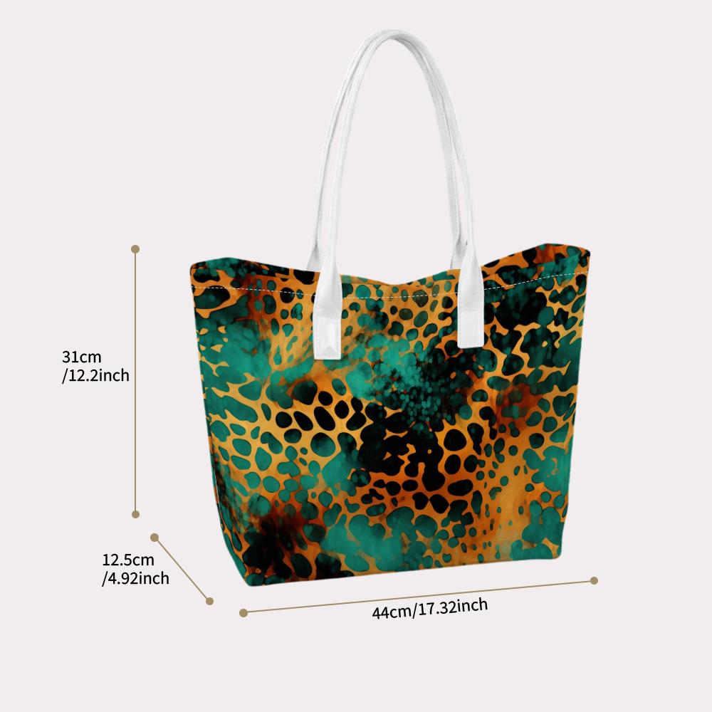 Stylish Leopard Print Casual Tote Bag Fashion Daily Portable Shoulder Purse for Women Trendy Outdoor Travel Shopping Handbag