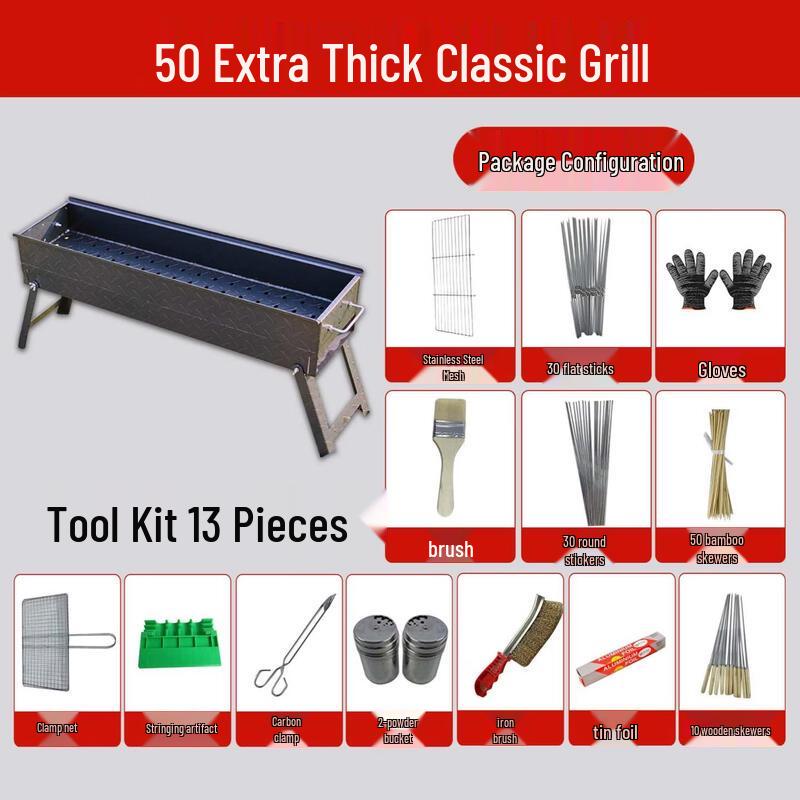 

Folding BBQ Grill Rack with 13-Piece Accessory Set