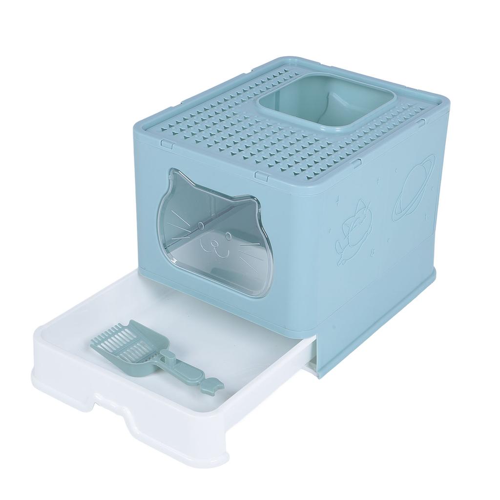Enclosed Cat Litter Box Anti Splashing Easy to Clean Odor Control Large Top Entry Foldable Kitty Litter Tray with Lid
