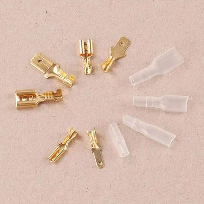 50 Stück 2,8/4,8/6,3 mm Kabelverbinder Buchse/Stecker Messing Flachstecker mit Transparenten Isolierhülsen Sortiment-Kit