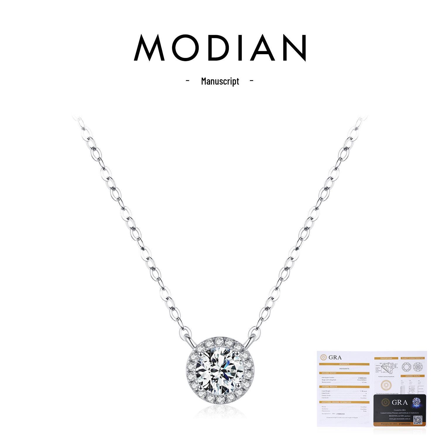 

MODIAN Муассанит S925 Стерлинговое Серебро Сверкающее Ожерелье для Женщин - Элегантный Нишевый Дизайн Цепочка на Ключицу 925 Silver