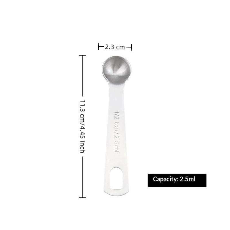 Stainless Steel Measuring Spoon 1/5/6 Pcs With Scale Measuring Ruler Spoon Kitchen Coffee Cooking Spoon Baking Measuring Tool