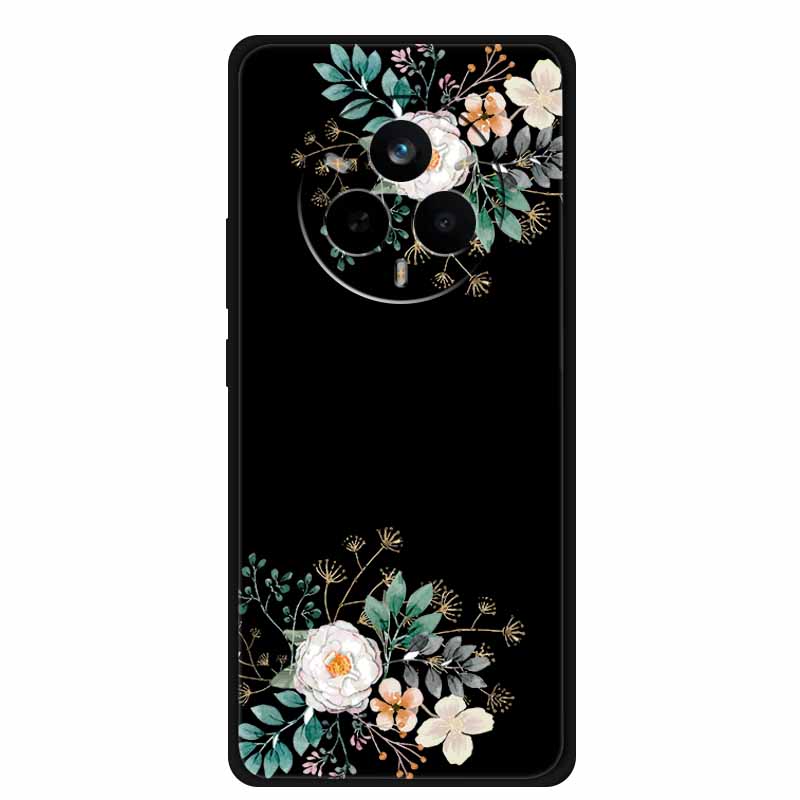 For Realme 14 Pro Case Luxury Phone Cover For Realme 14 Pro+ Cute Floral Black Silicone Soft Case TPU Funda Realme 14 Pro Plus