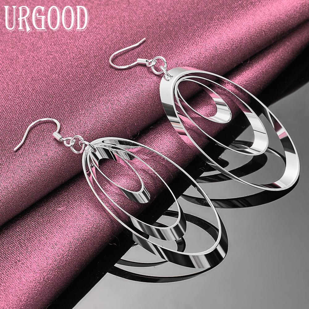 925 Sterling Silver Romantic Circle Earrings Wedding Jewelry