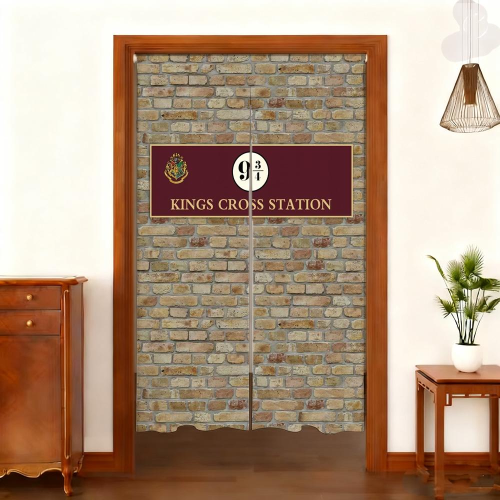 Harryy Potters 9 3/4 Train Platform Brick Wall Photography Backdrop Magic School Door Hanging Banner Half-Curtain Baby Portrait