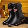 Men's Mid-Calf Western Cowboy Embroidered Leather Boots, Plus Size Available
