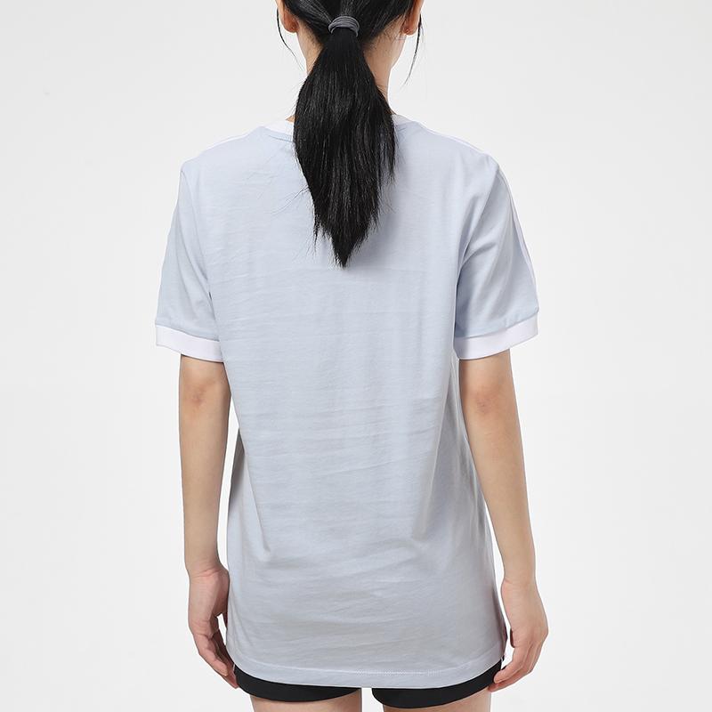 adidas Originals T Shirts Women's Light Gray Blue Crew Neck Moderate Straight Fit GT7949
