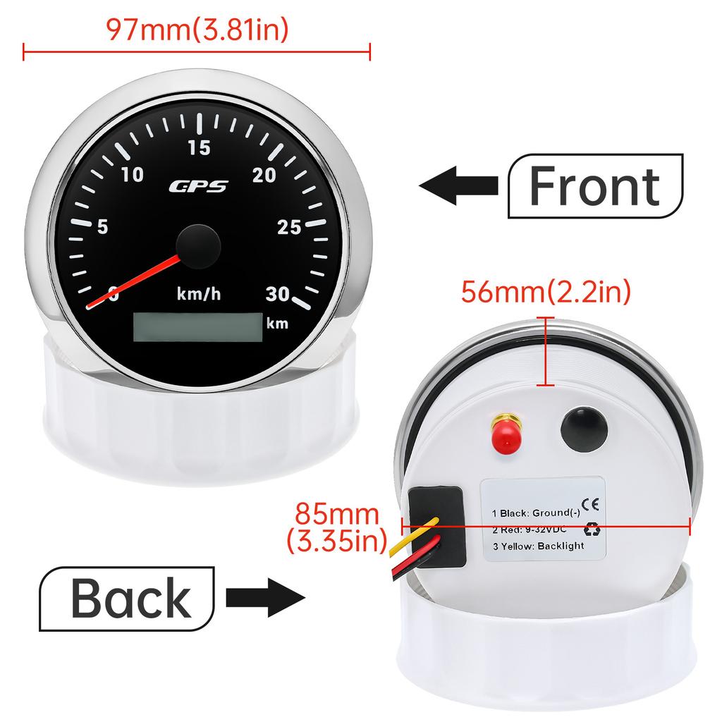 85mm Digital GPS Speedometer With GPS Antenna 30/60/80/120/200KMH Speed Meter Gauge For Car Boat Truck 7 Color Backlgiht 9-32V