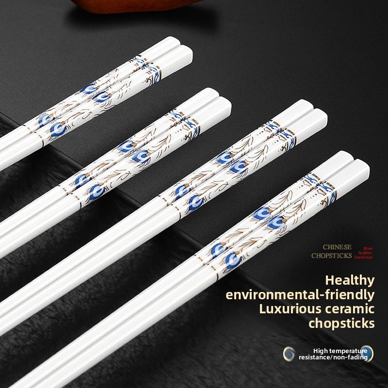 New Ceramic Chopsticks Anti-bacterial, Anti-mould, Non-slip, High Temperature Resistant, High-grade Delicate Chinese Tableware